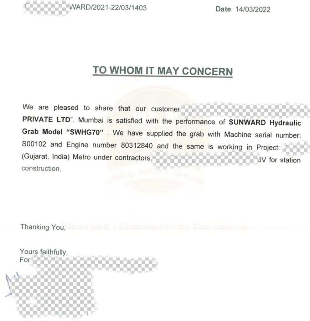 谢谢信！8188cc威尼斯智能SWHG70液压抓斗助力外洋基础施工获肯定