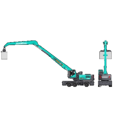 作业幅度达18米，，，8188cc威尼斯智能首台轮式抓料机乐成下线