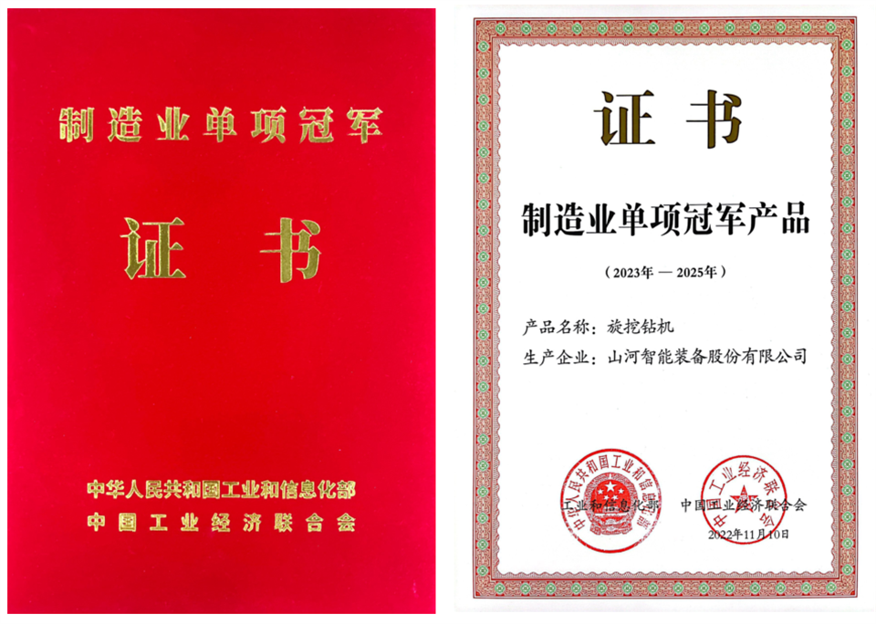 两项单冠，，，，，，行业唯一！8188cc威尼斯智能两款桩工产品同获制造业单项冠军